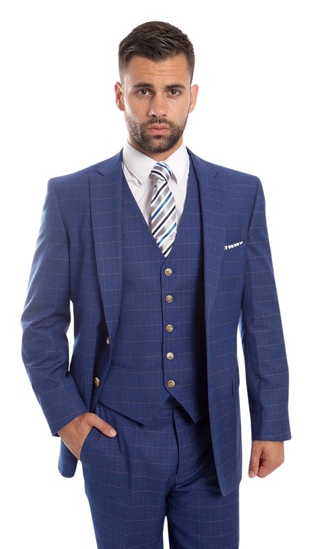 ZeGarie Mens Woolen Suit MW245-02-BLU
